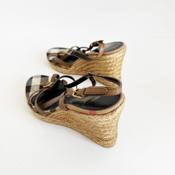 BURBERRY - Authentic Wedge Sandals Espadrille - Picture 6 of 7